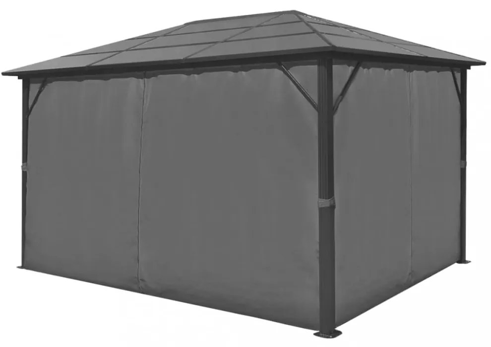 alumínium kerti pavilon antracitszürke függönnyel 400 x 300 cm