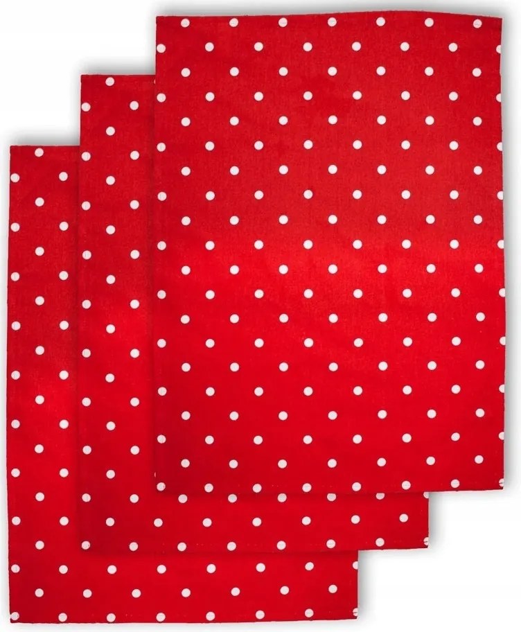 Home Elements 3 db konyharuha készlet 50 x 70 cm, piros, fehér pöttyökkel