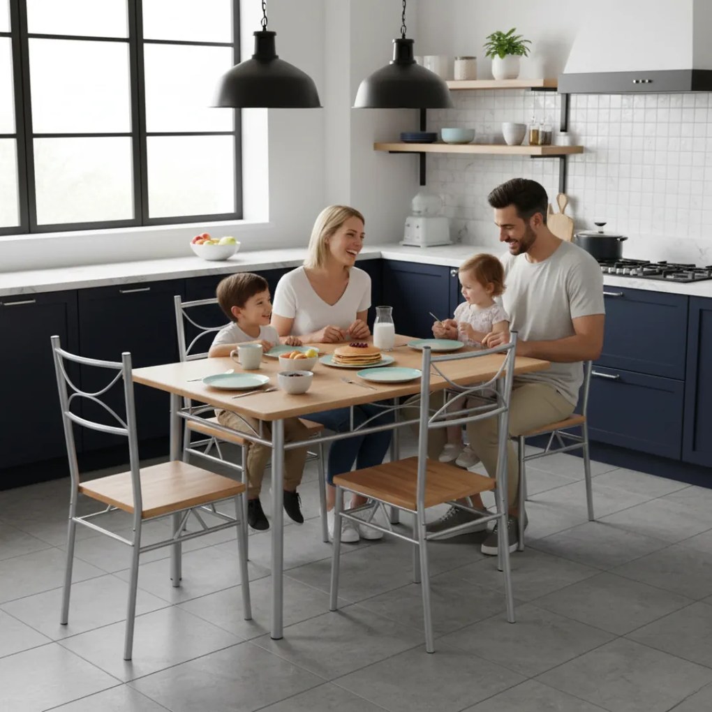 PAUL étkezőgarnitúra, 5 részes, természetes barna Casaria