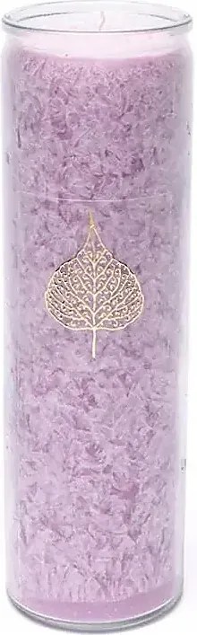 Illatmentes gyertya Bodhi levél és levendula üvegben 100h hand made