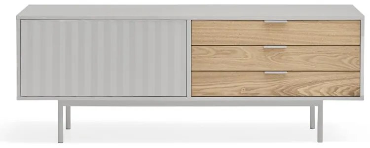 Szürke-natúr színű TV-állvány tölgyfa dekorral 140x52 cm Sierra – Teulat