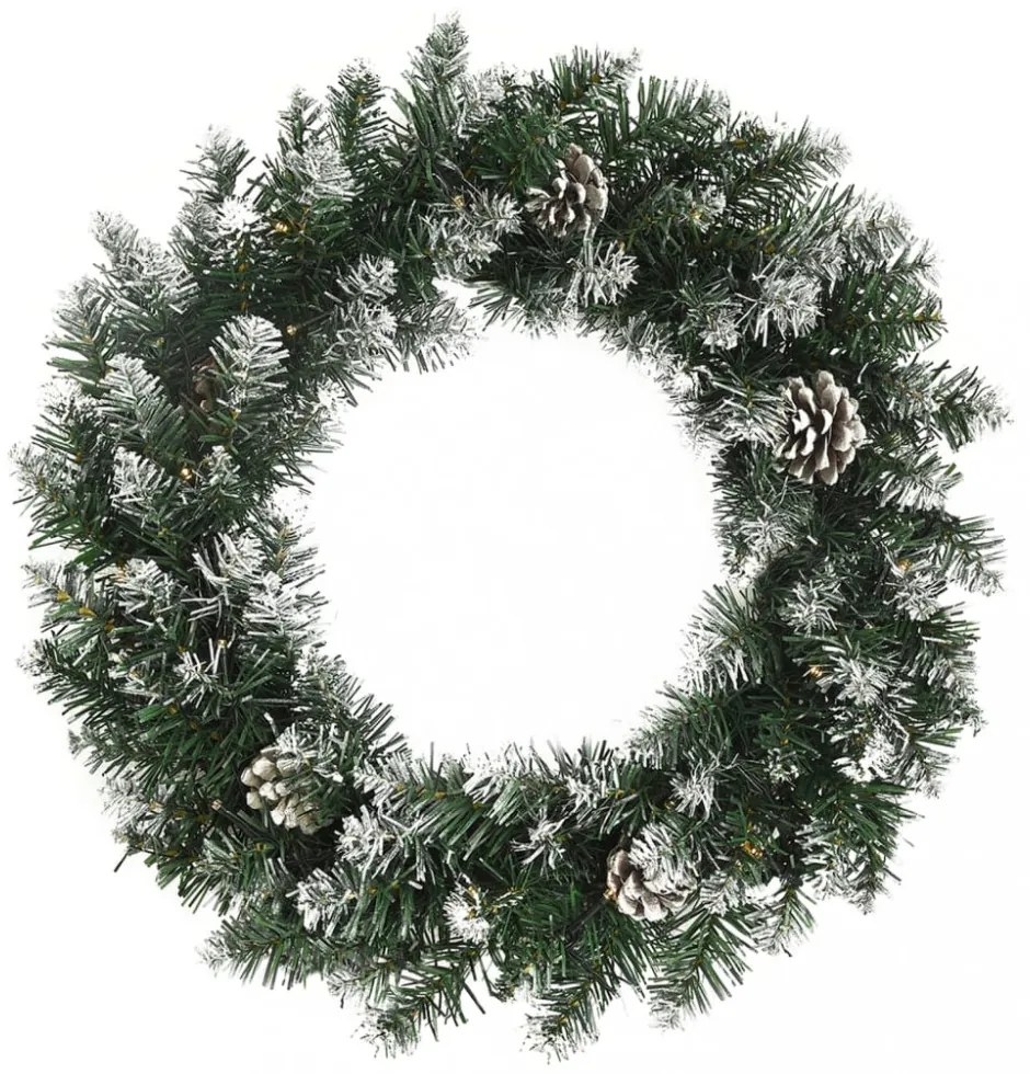 zöld PVC karácsonyi koszorú LED-ekkel 45 cm