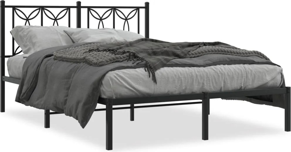 vidaXL fekete fém ágykeret fejtámlával 140 x 190 cm