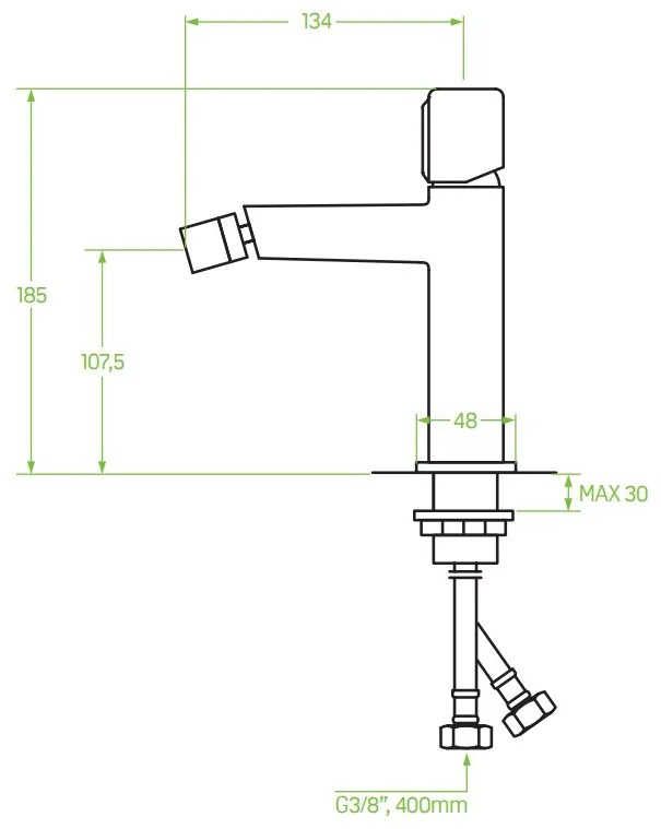 Laveo Pretto, bidé csaptelep h-185, grafit, LAV-BAO_932D