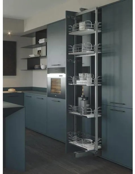Konyhai fémrács, kamravasalat, 450mm, króm-fehér, teljes kihúzású, csillapított záródás, 1880-2180mm, 5 kosár SIGE, Infinity Line 265