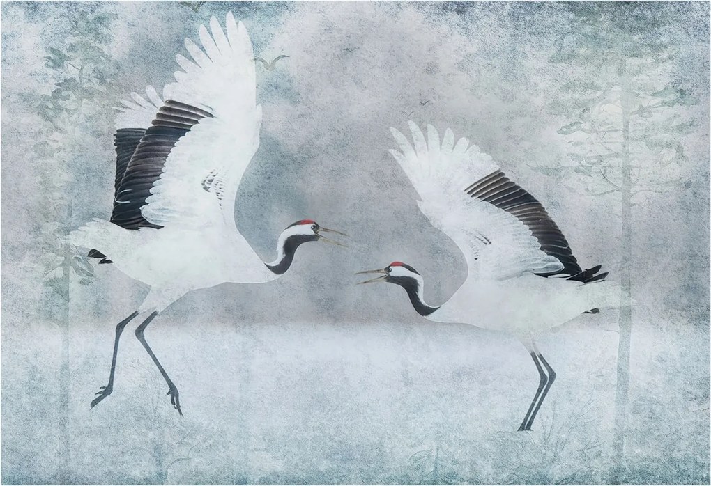 Fotótapéta Flizelin az Otthon szobájába 3D Harmonikus daruk 152x104 Ragasztó