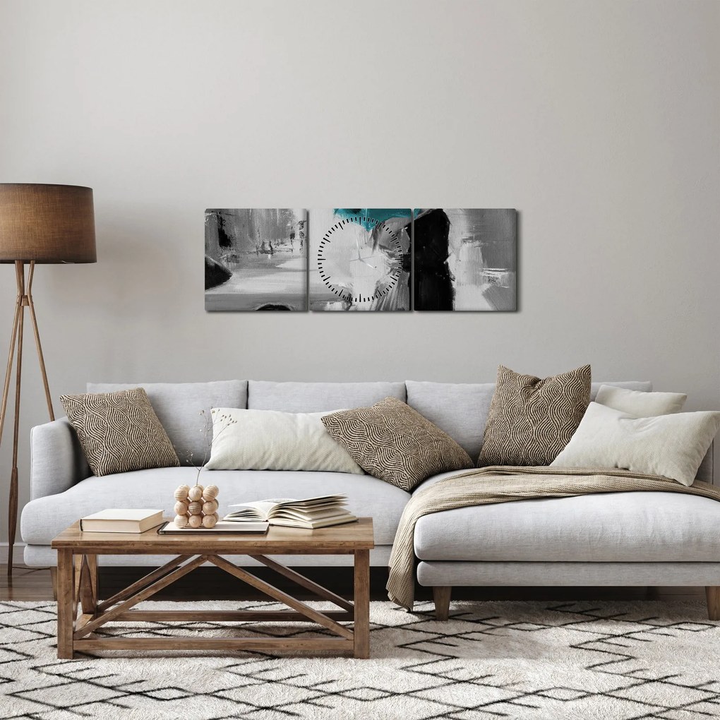 Kép - Szerelmes pár esernyővel, kék (órával) (90x30 cm)