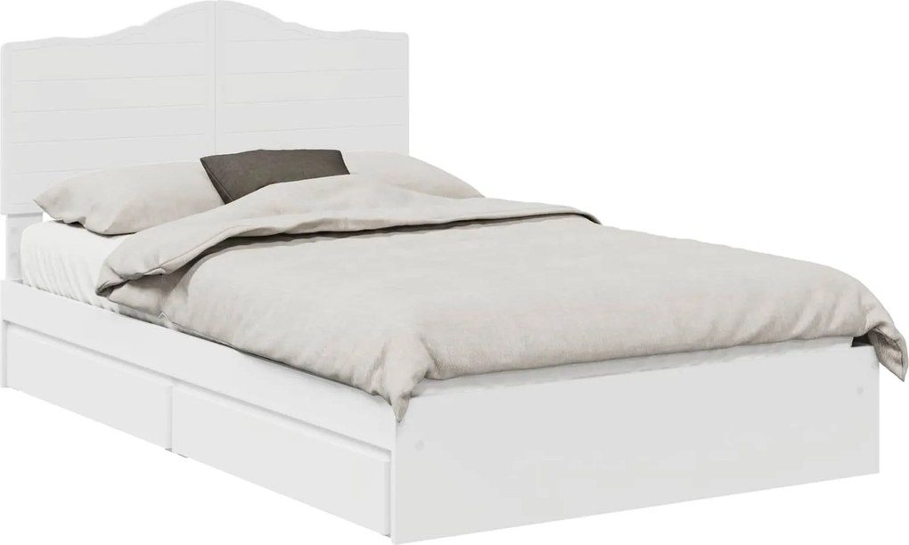 vidaXL Tárolós Ágy fejtámlával fiókkal Fehér 120 x 190 cm Faanyag