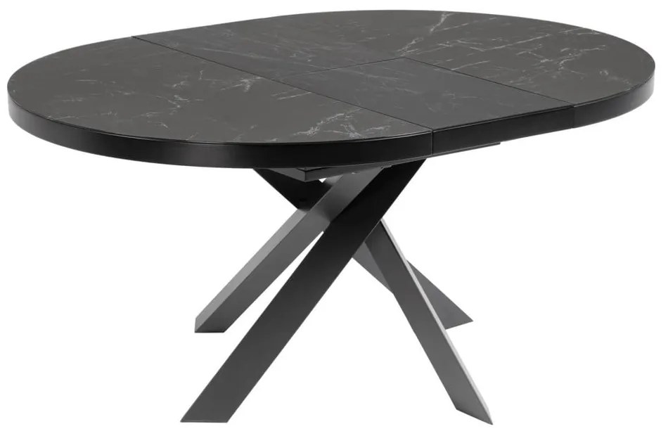Fekete kerek bővíthető étkezőasztal kerámia asztallappal ø 160 cm Vashti – Kave Home