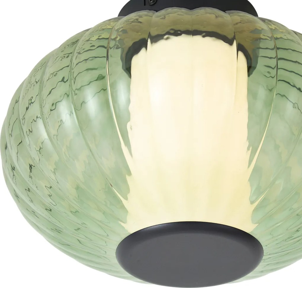 Design mennyezeti lámpa fekete 28 cm zöld üveggel, LED-del, 3 lépésben szabályozható - Margherite