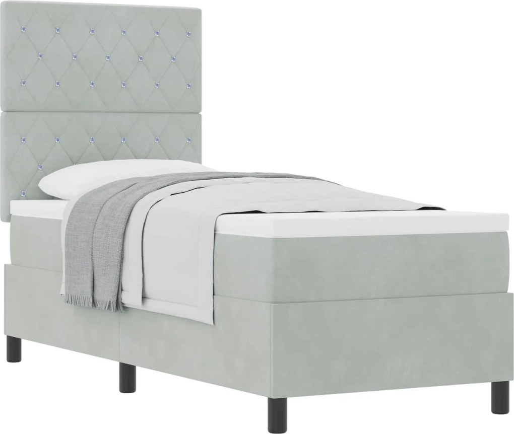 vidaXL Boxrugós ágy matracmal Világosszürke 80 x 200 cm szövet