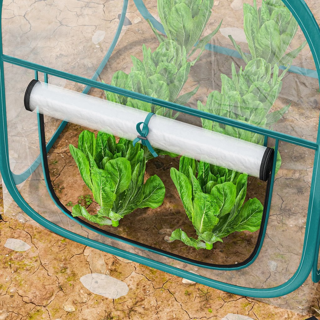 Outsunny Mini Kertészeti Üvegház, Mini Átlátszó PVC Felhúzható Üvegház, Téli Sátor Beltéri vagy Kültéri Használatra, Zöldségekhez, Növényekhez, Virágo