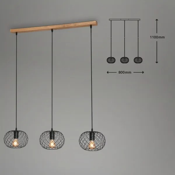 Brilo 4037-035 - Kábelre függesztett csillár 3xE27/40W/230V