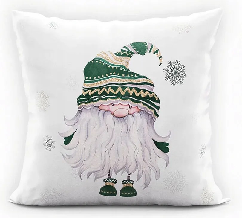 Karácsonyi Párnahuzat Gnom Velvet fehér-zöld 40x40cm