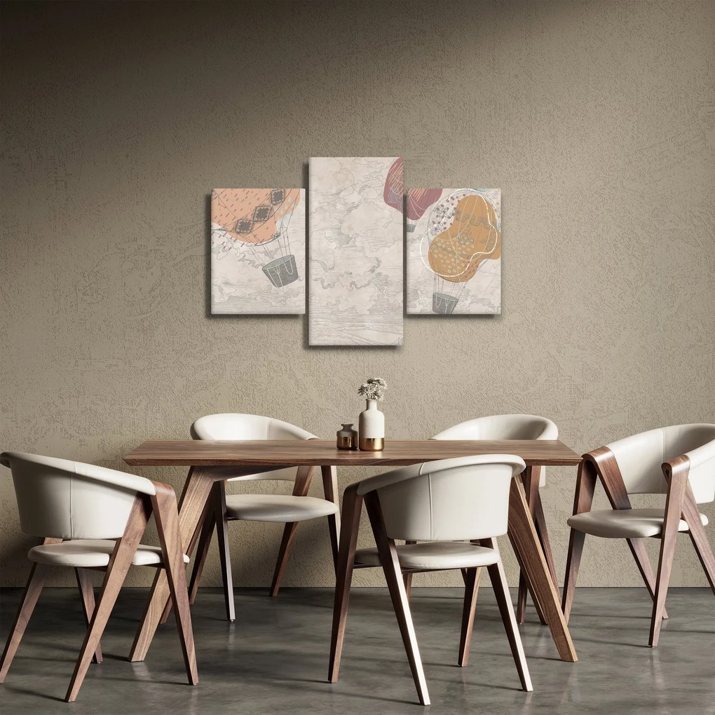Kép - léggömbök a város felett , meleg tónusok (90x60 cm)