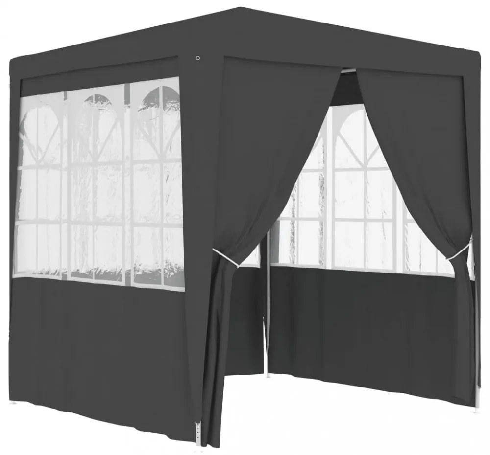antracitszürke rendezvénysátor oldalfalakkal 2,5x2,5 m 90 g/m²