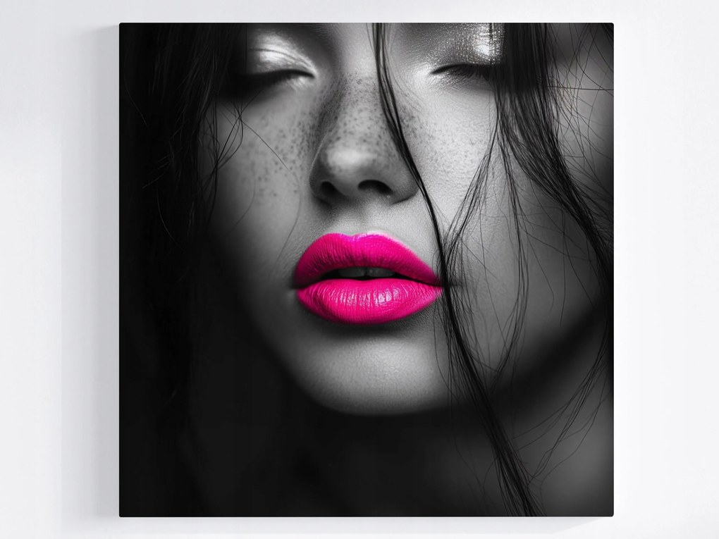 Poszter Portré Nő Arc Makró Fotó Neon Rózsaszín 80x80