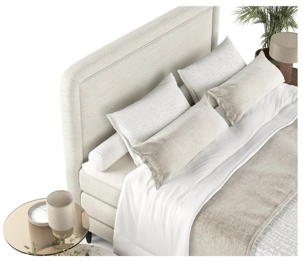 Krémszínű boxspring ágy 200x200 cm Dove – Maison de Rêve