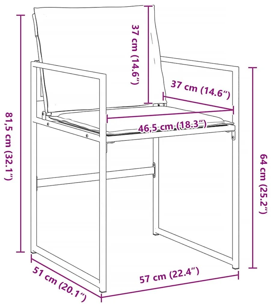 Kert étkező szett 5 pcs Fekete 160 x 80 x 73 cm