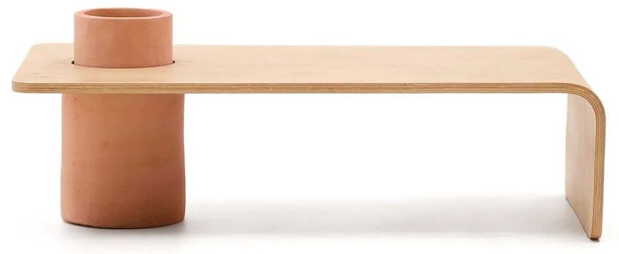 Natúr színű kerek dohányzóasztal kőrisfa dekorral 60x110 cm Olaria – Kave Home