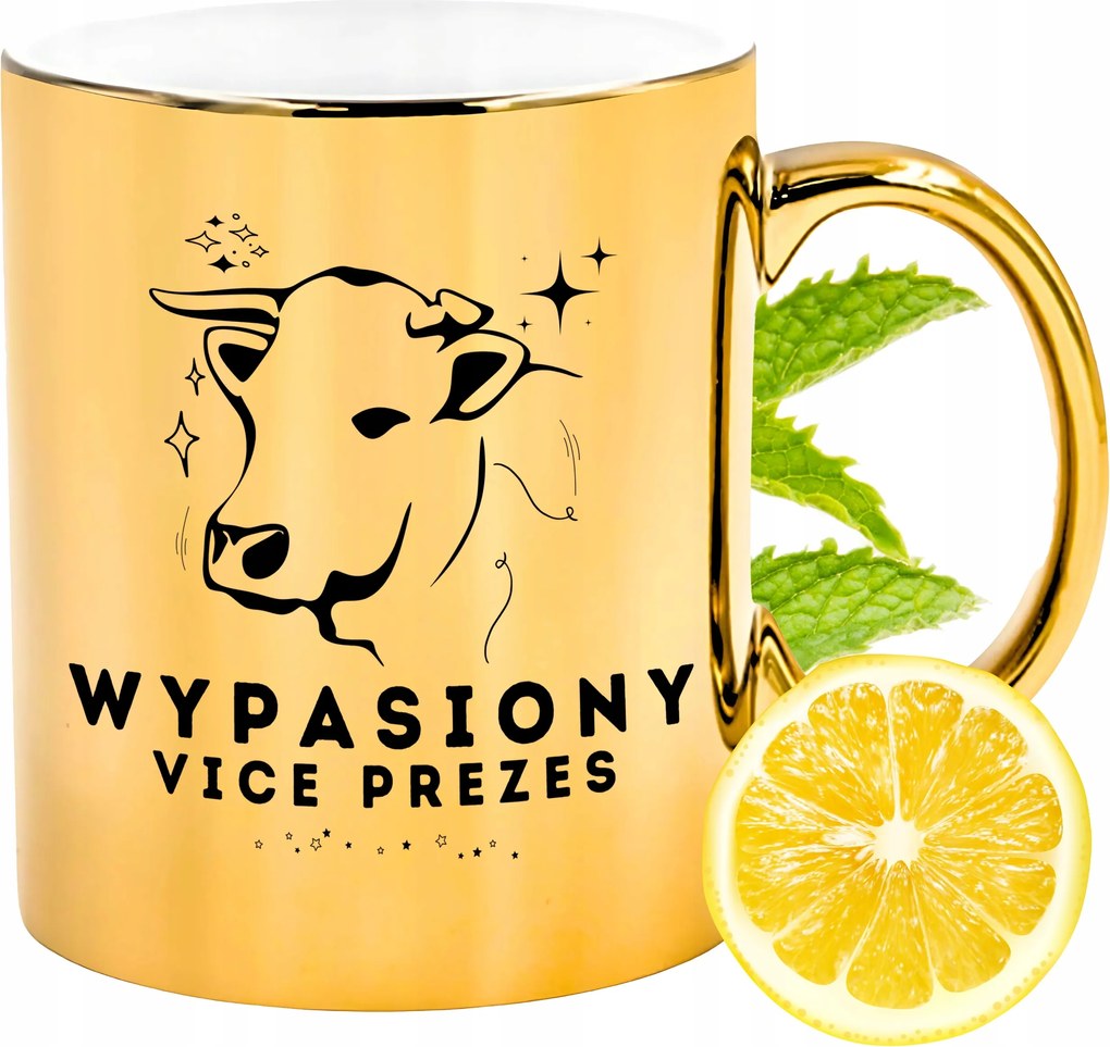 Arany csillogó bögre az elnökhelyettesnek ajándék fényképes nyomtatással