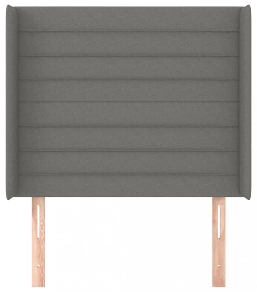sötétszürke szövet fejtámla szárnyakkal 83x16x118/128 cm