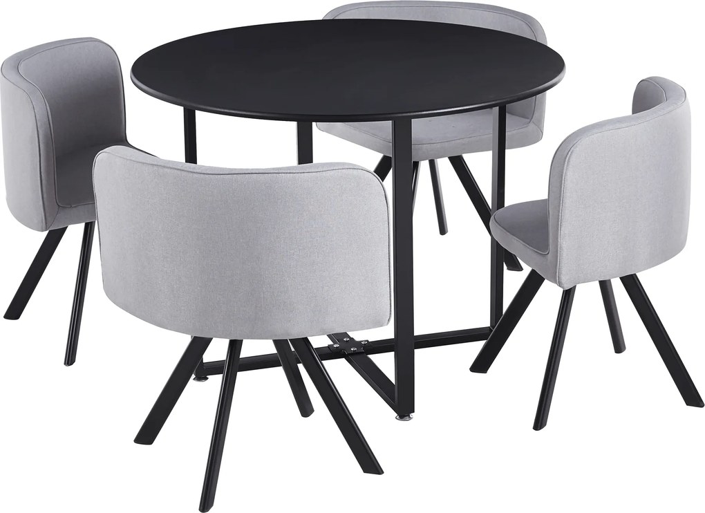 Étkező szett 1+4, fekete/világosszürke, BEVAN NEW