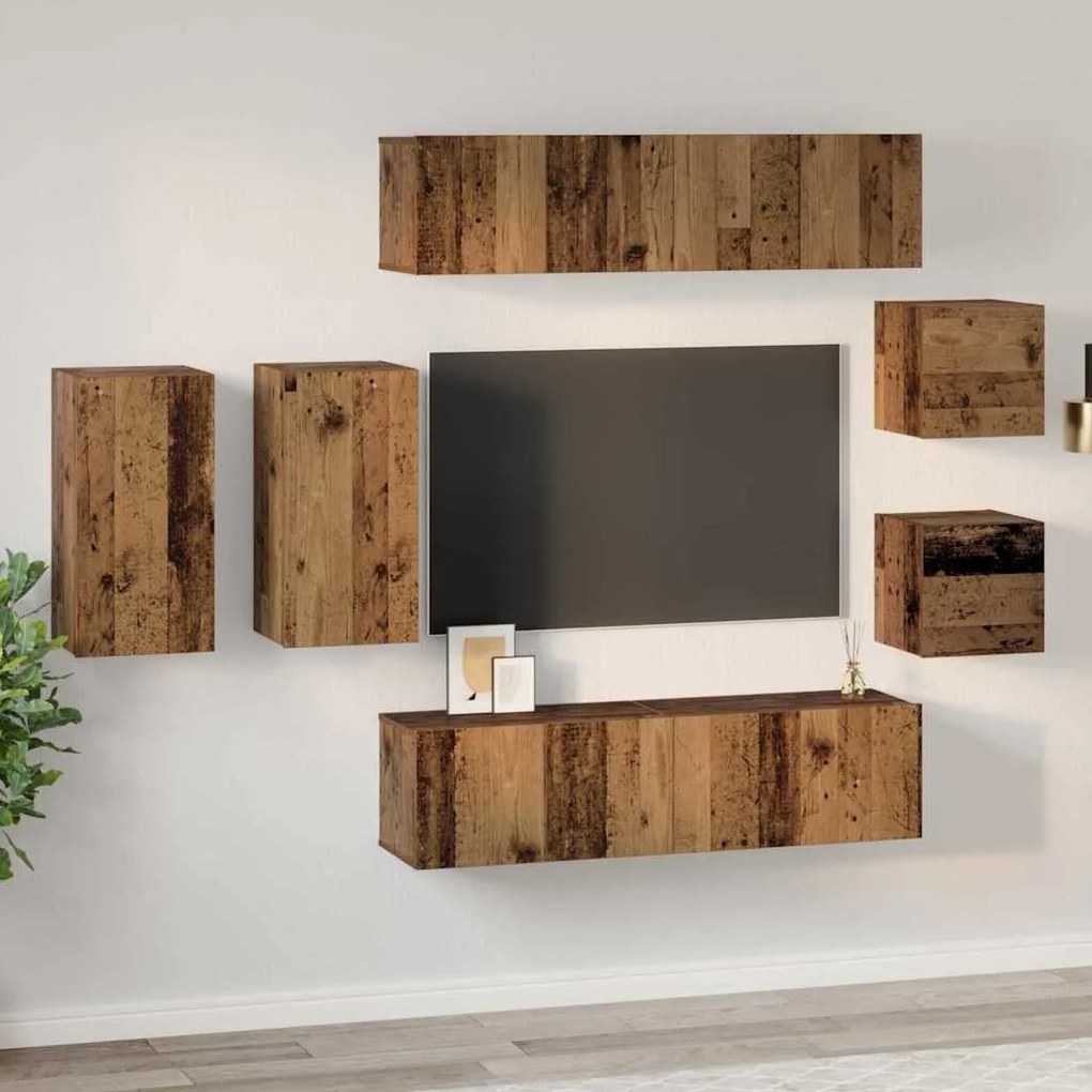 TV szekrény garnitúra 8 pcs Régi fa 30.5 x 30 x 60 cm Faanyag