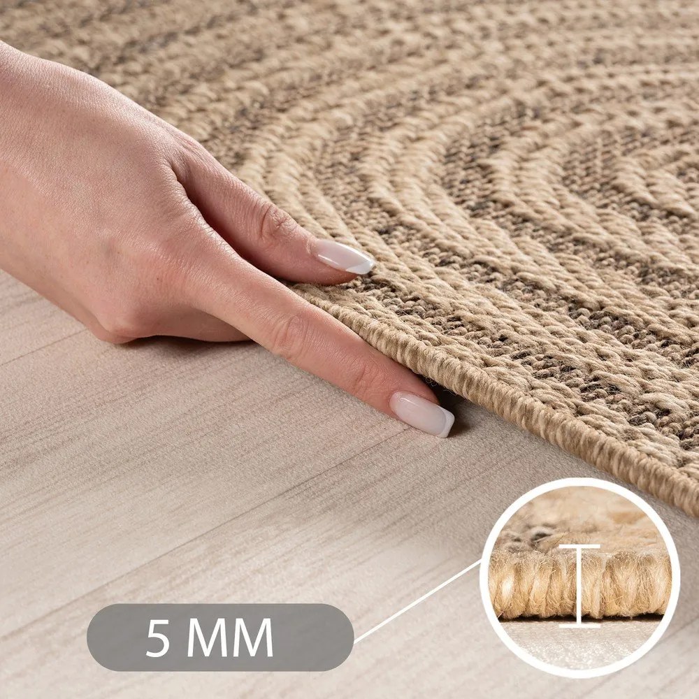 Barna kerek kültéri-beltéri szőnyeg ø 80 cm Timber 1401 – Ayyildiz Carpets