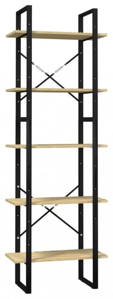ötszintes fenyőfa könyvszekrény 60 x 30 x 175 cm