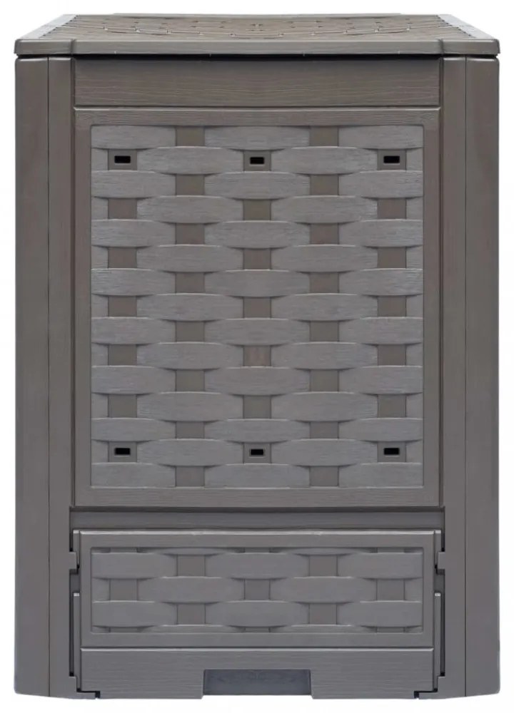 barna műanyag rattan kerti komposztáló 60 x 60 x 83 cm 300 L