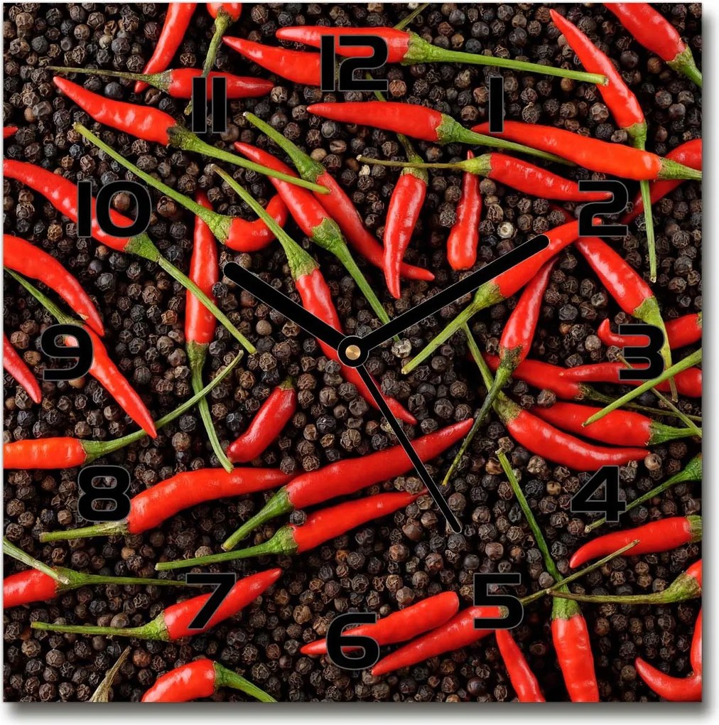 Üveg falióra szögletes chili paprika 30x30 cm