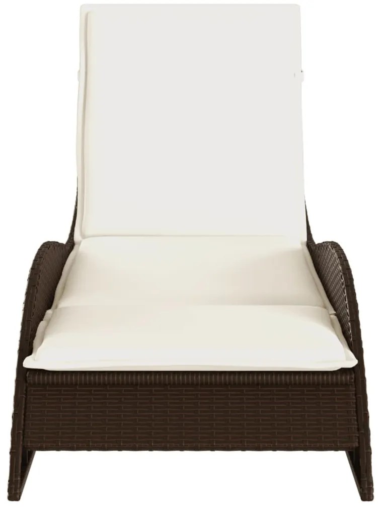 Barna polyrattan napozóágy párnával 60x205x73 cm