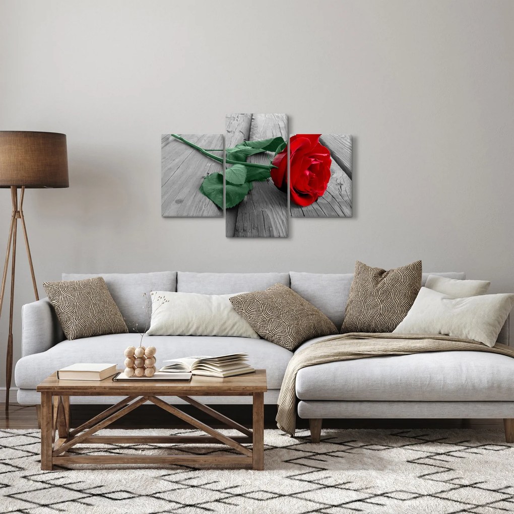 Kép - Piros rózsa zöld szárral (90x60 cm)
