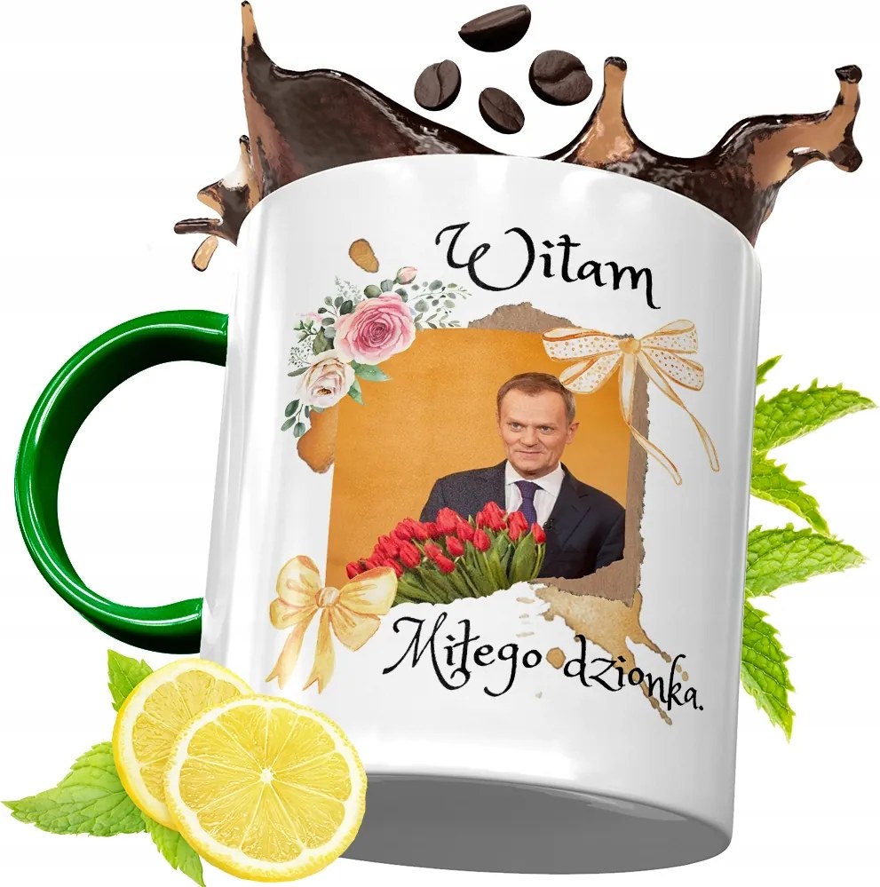 Donald Tusk Zöld Bögre Ajándék Nyomtatott Fotóval