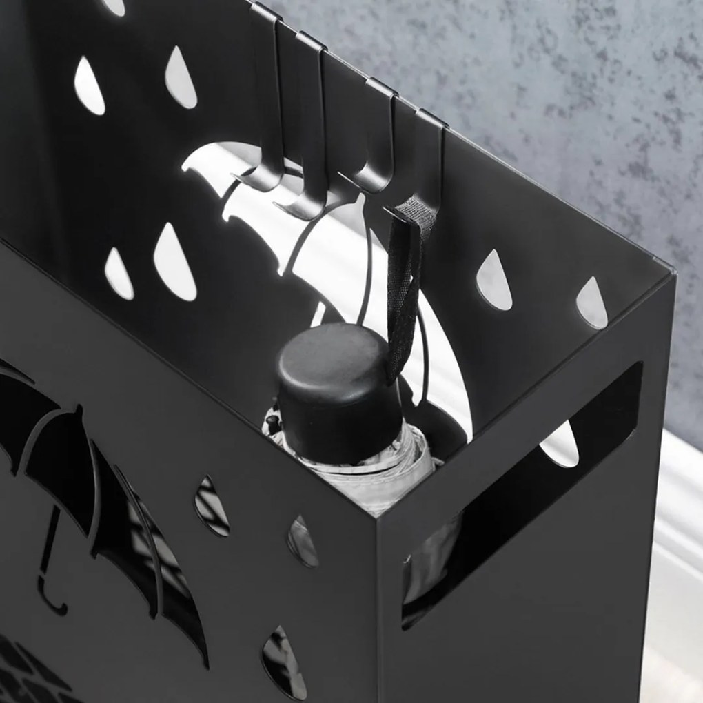 RAIN fém esernyőtartó, 28x12x41cm, fekete SongmicsHome