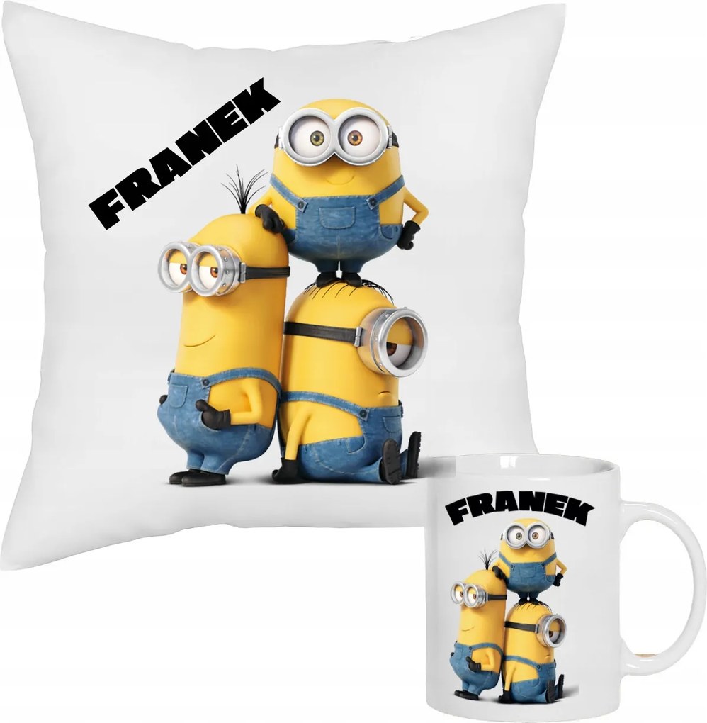Minionok Párna és Bögre Szett Gyermekeknek Ajándékba, Névvel Személyre Szabható