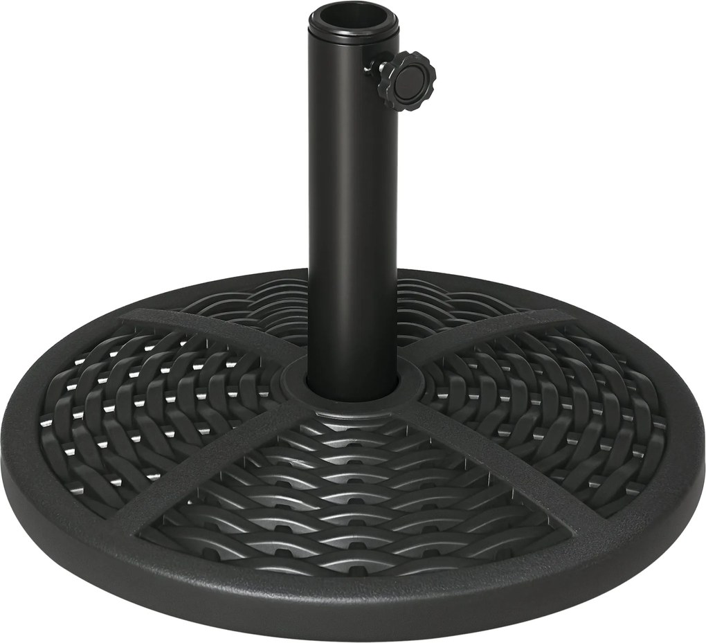 Outsunny Betonos Napernyő Állvány, Fémtömbös, Kerek Napernyő Tartó, Napernyő Súly, Állvány Ø38/48 mm-es Napernyőhöz, Balkonra, Teraszra, Kertbe, Feket