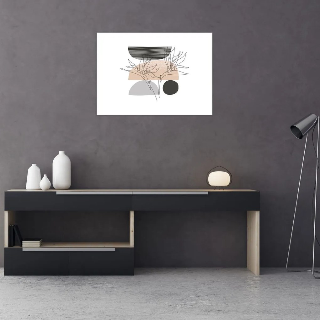 Kép - Vonal művészet virágok N⁰2 (70x50 cm)