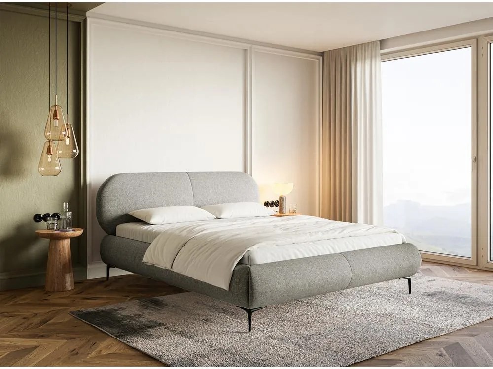 Franciaágy 180 cm Octave 180B (ágyráccsal) (szürke + fekete) . 1099974