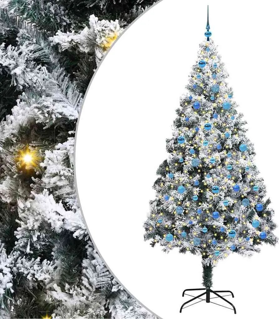 vidaXL Mű karácsonyfa 300 LED-del Fehér 240 cm PVC és Acél és Műanyag