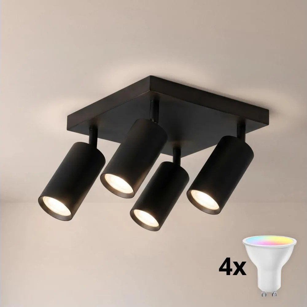 BRILAGI - LED RGBW dimmelhető spotlámpa SELE SQUARE 4xGU10/6,5W/230V fekete
