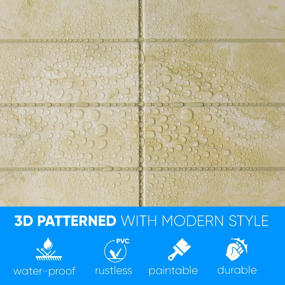 3D PVC falpanel Krém csempe mintás