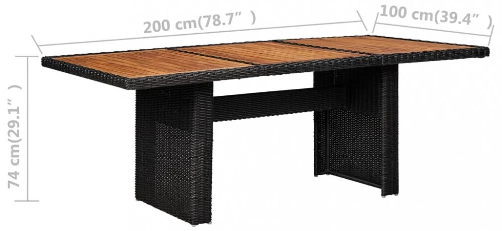 7 részes fekete kültéri polyrattan étkezőgarnitúra