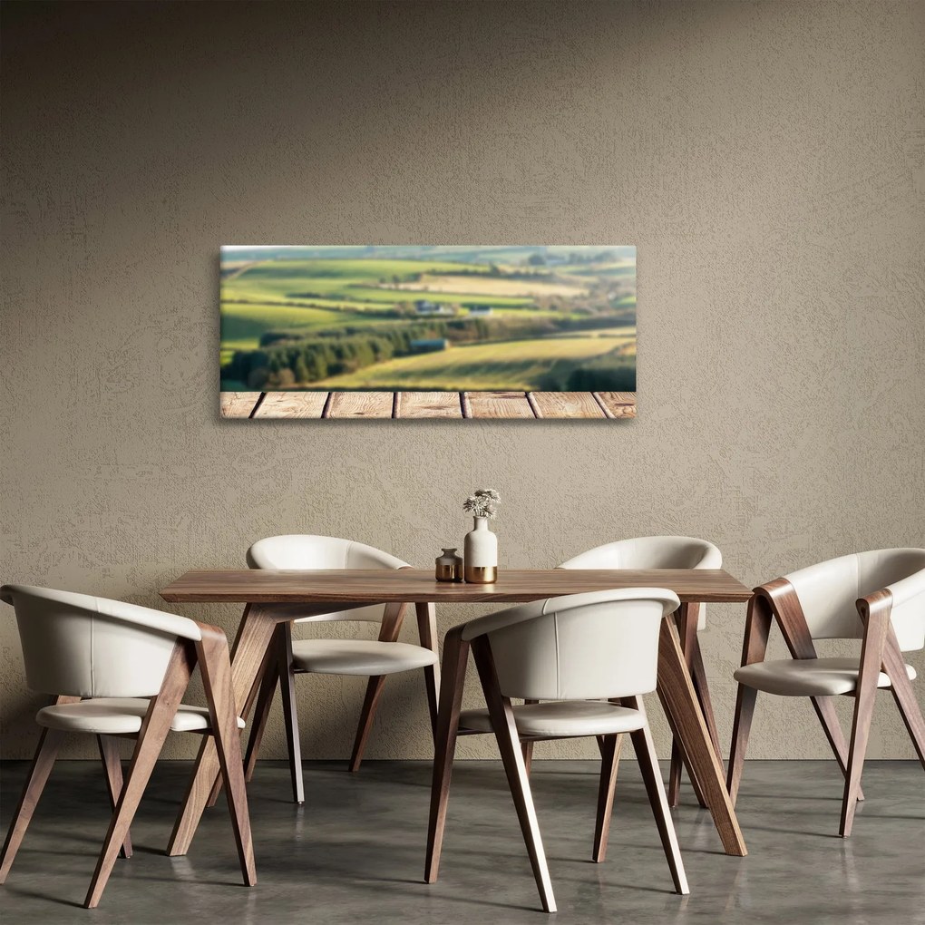 Kép - Fa polc tájképi elemekkel (120x50 cm)