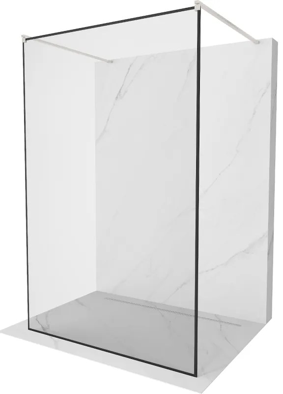 Mexen Kioto, Walk-In zuhanyparaván 110 x 200 cm, 8 mm üveg fekete mintás, csiszolt acél profil, 800-110-002-97-70