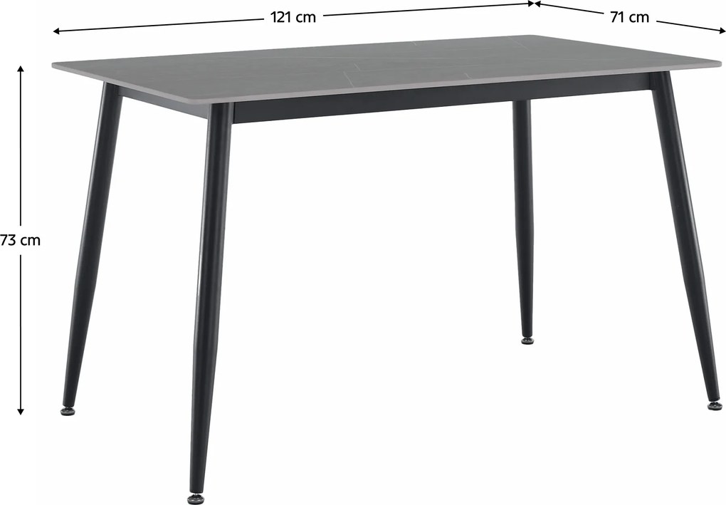 Étkezőasztal, szürke/fekete, 121x71 cm, FLORENC TYP 1