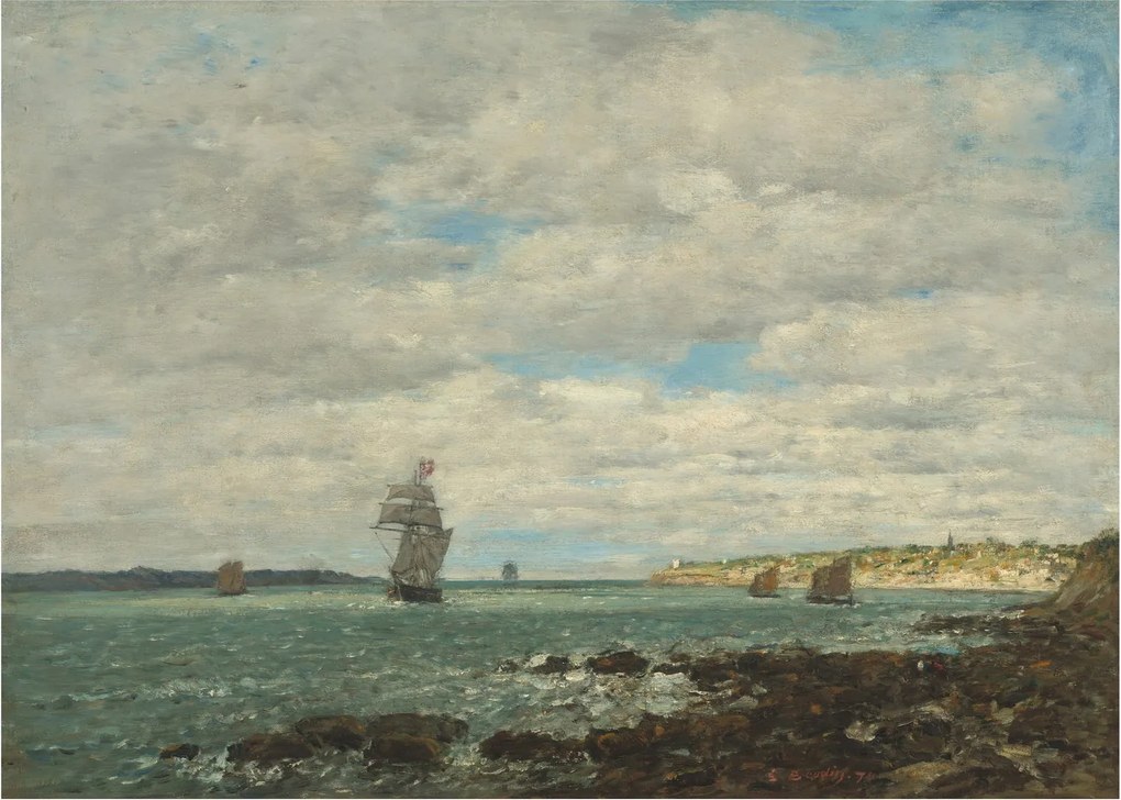 Üveg kép - Eugène Boudin, Coast of Brittany, reprodukciók (70x50 cm)
