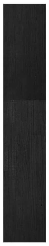 fekete tömör fenyőfa könyvszekrény/térelválasztó 40x30x167,5 cm