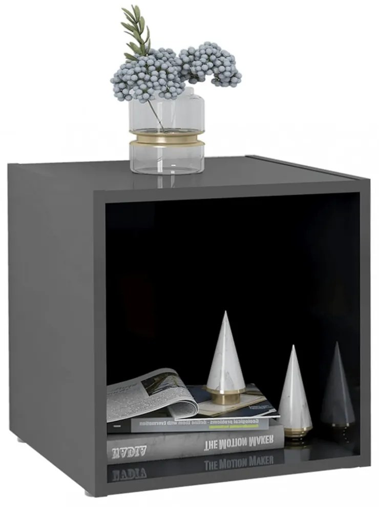 4 db magasfényű szürke szerelt fa TV-szekrény 37 x 35 x 37 cm